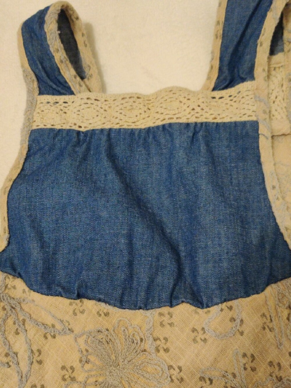 Trinity Crochet-Trim Paisley Tank - Cream & Blue - Picture 10 of 13